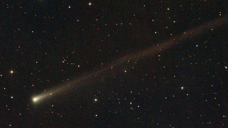 The C/2025 K1 ATLAS comet flying across the night sky past other stars