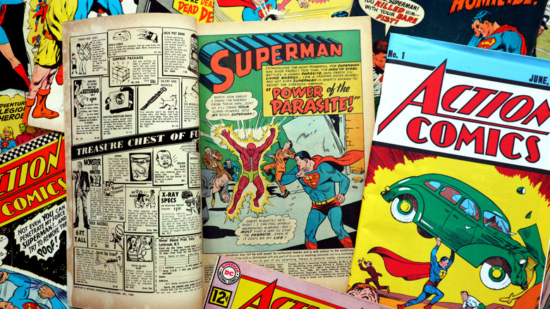 Superman comic books.