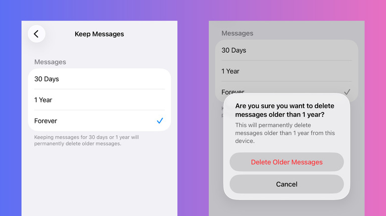 iPhone Messages Settings for auto-deletion of old messages