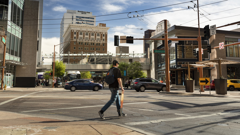 person walking in phoenix arizona street