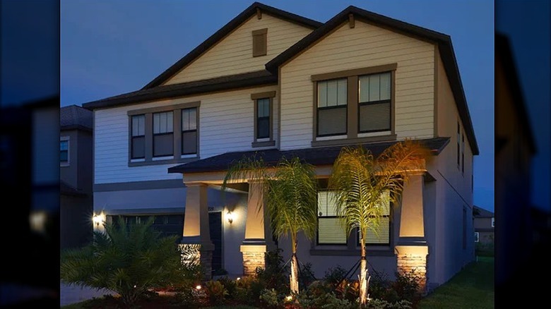 Path light installed outside house