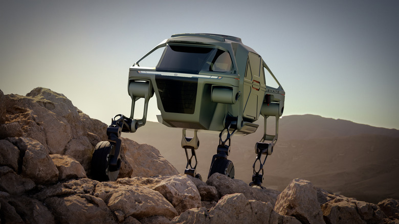Concept image of quadrupedal vehicle walking over terrain