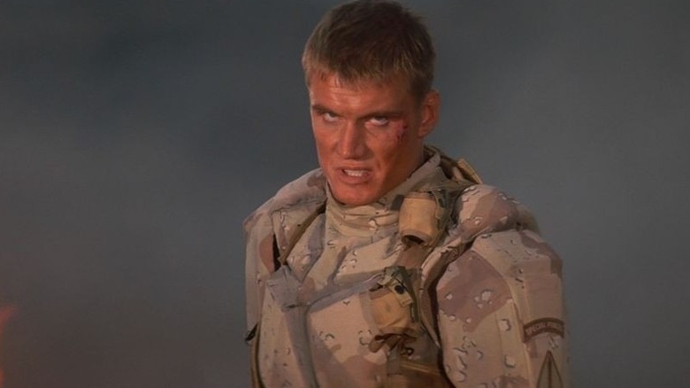 Dolph Lundgren in Universal Soldier looking angry