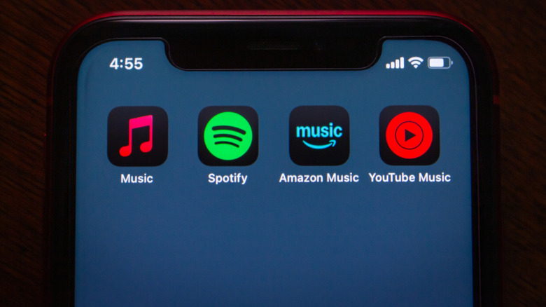 An iPhone using dark mode