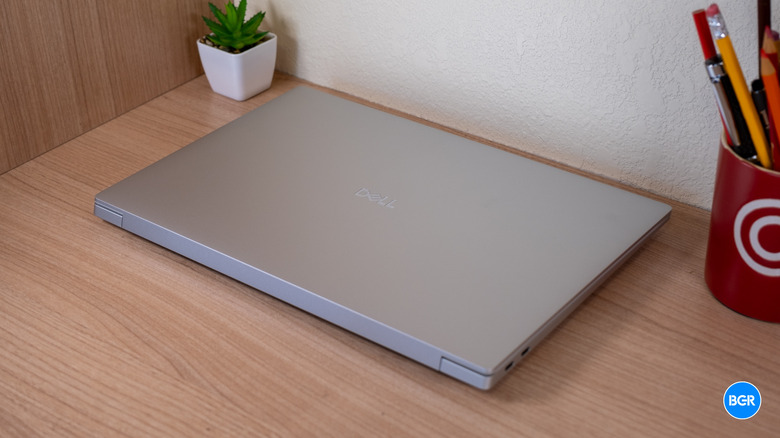 Lid of the Dell 14 Premium closed on a desk