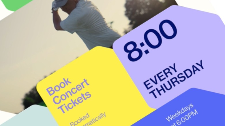 A stylized example of Bot-Its latest website branding and design featuring a golfer and automated bot tasks