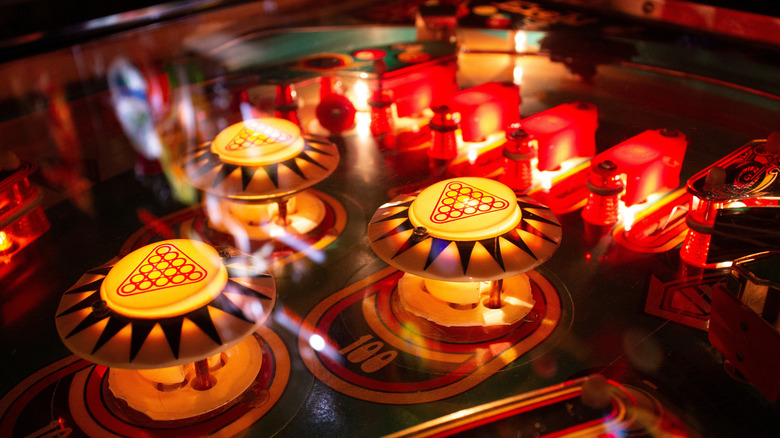 a closeup of a pinball machine