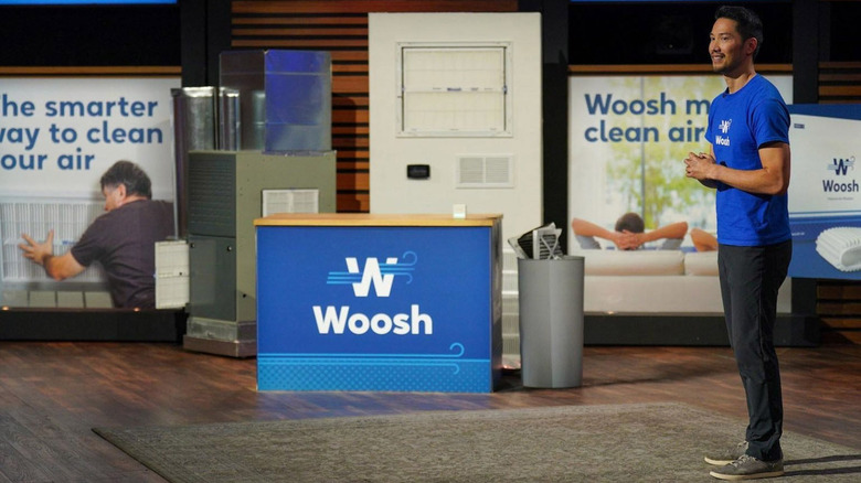 Winston Mok presenting his business Woosh on Shark Tank