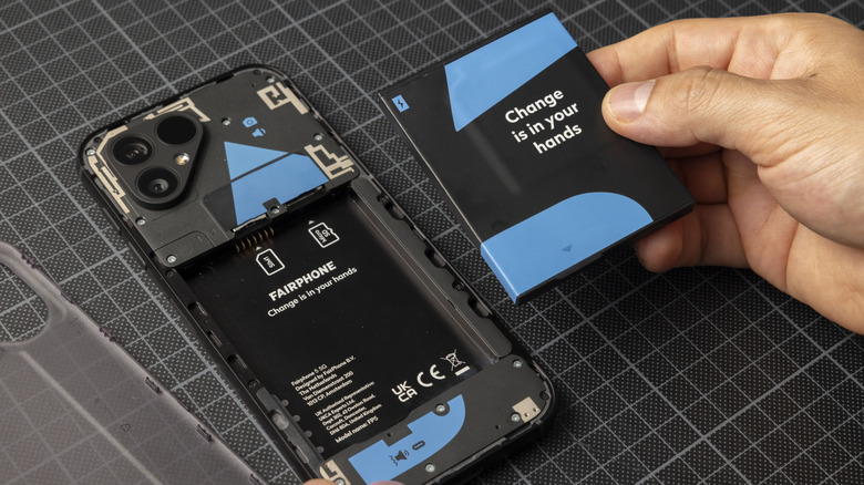 Fairphone 5 with swappable battery removed