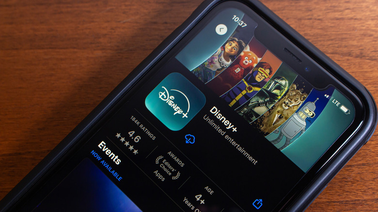 disney+ app store page on a smartphone