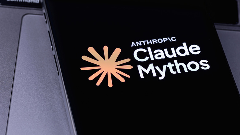 Claude Mythos by Anthropic mobile logo app on a screen smartphone.