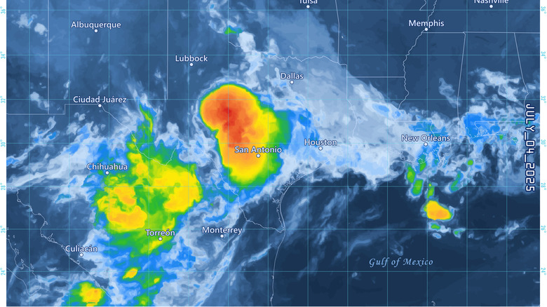 a weather radar map over Texas