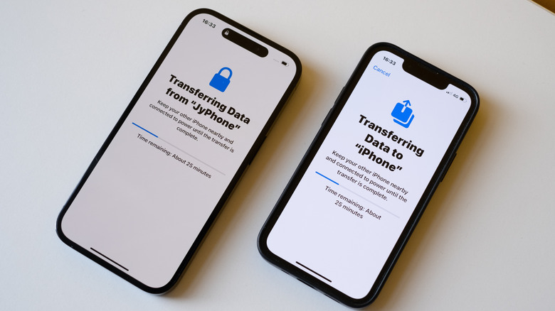 An iPhone-to-iPhone data transfer.