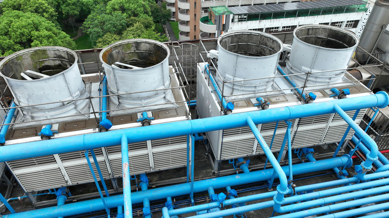 Cooling towers for an AI data center.