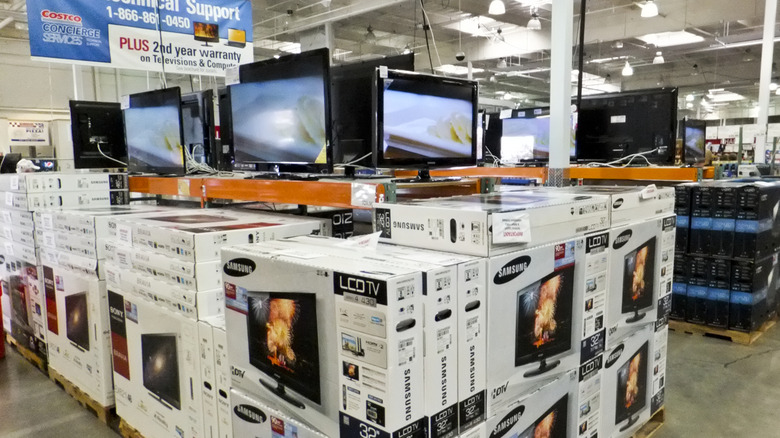 Display stack of TVs at Costco