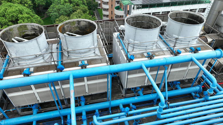 Cooling towers in an AI data center.