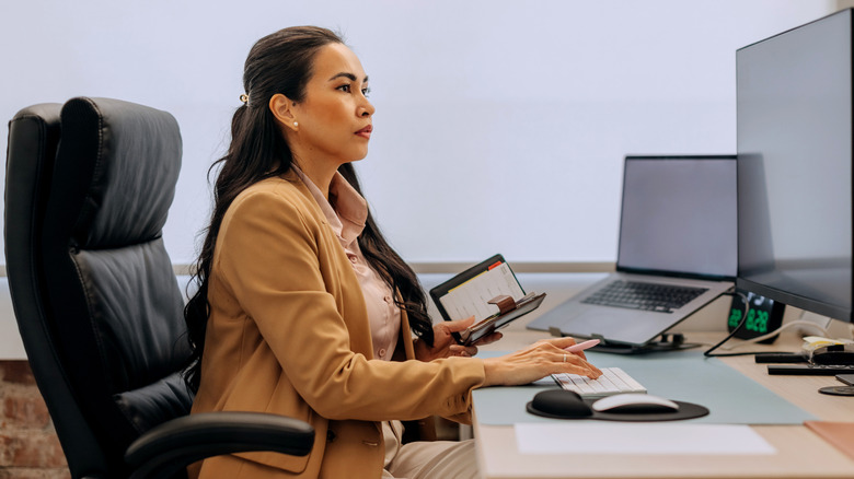 A person working at a desk