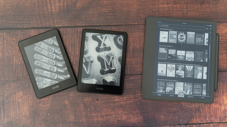 All three modern Kindle devices including Kindle, Paperwhite, and Scribe