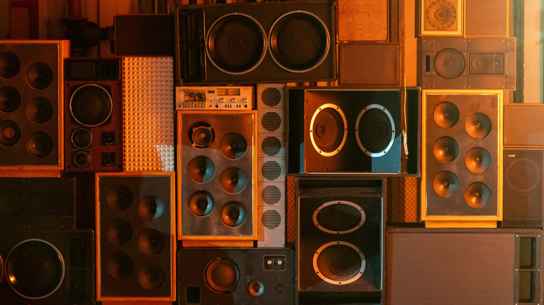 A collection of audio speakers