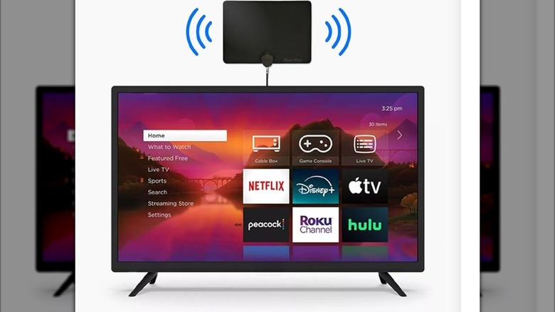 Channel Master antenna graphic with a TV