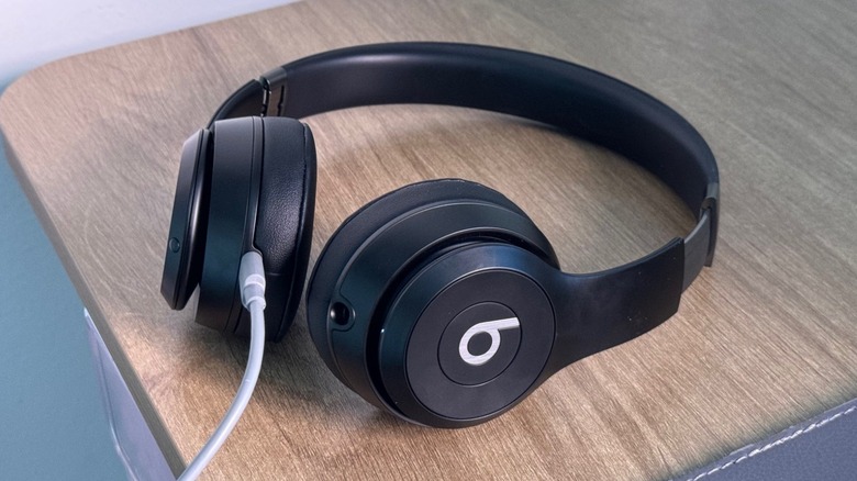 Beats Studio Pro headphones connected via USB-C