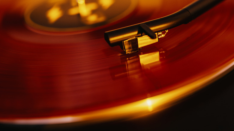 Vinyl record on record player