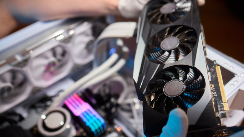 A gpu being installed