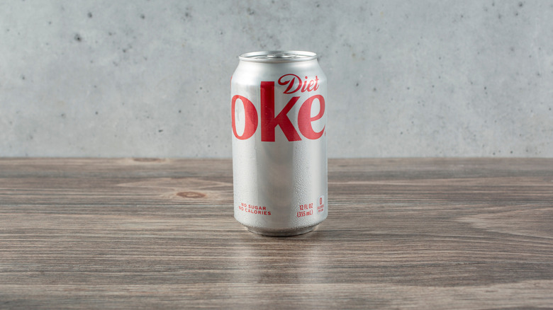 Can of Diet Coke with a grey background