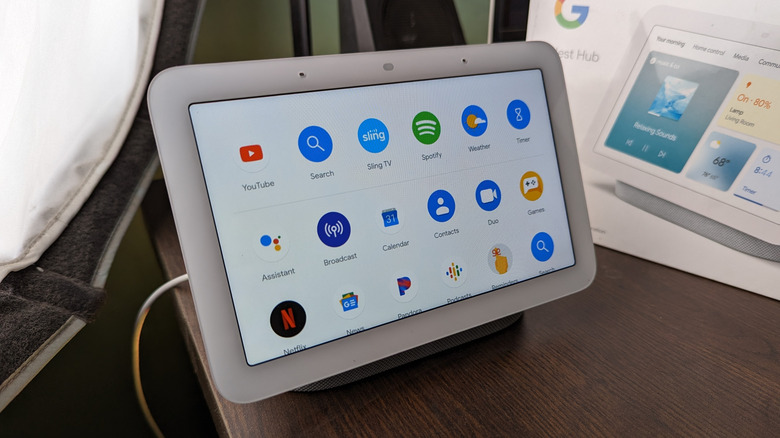 Google Nest Hub with app icons onscreen