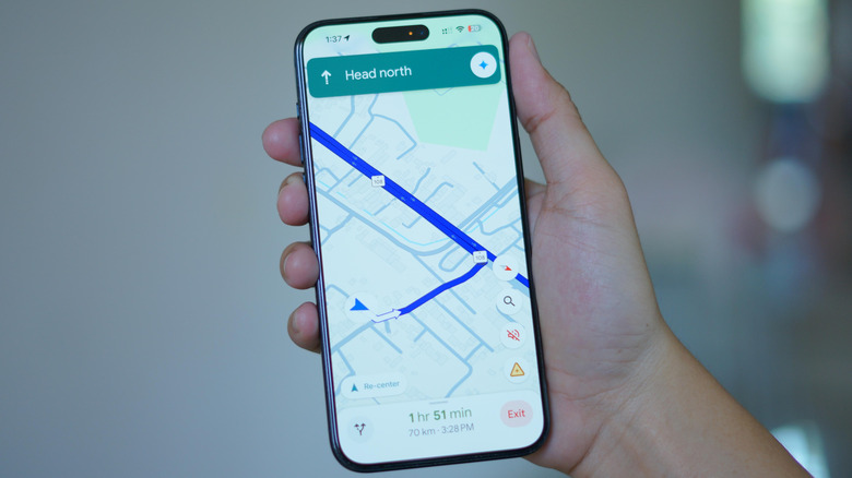 Google Maps in navigation mode.