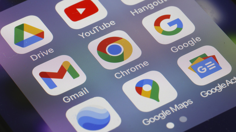 Google apps installed on an iPhone, including Google Maps.