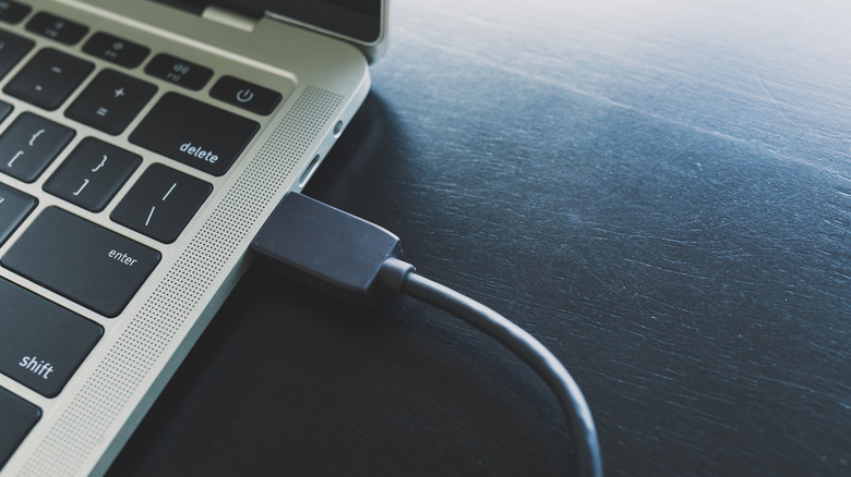 Laptop connected by USB-C