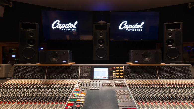 Image of a studio in Capitol Studios that is Dolby Atmos-enabled