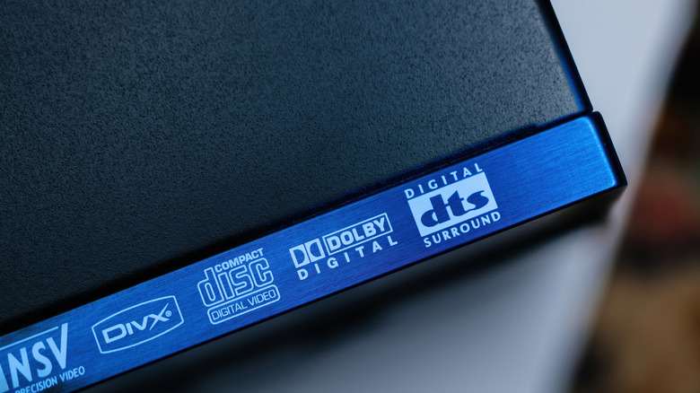 Dolby Digital logo up close and featured on the bezel of a modern media device