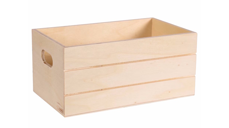 Dollar Tree wooden crate on white background