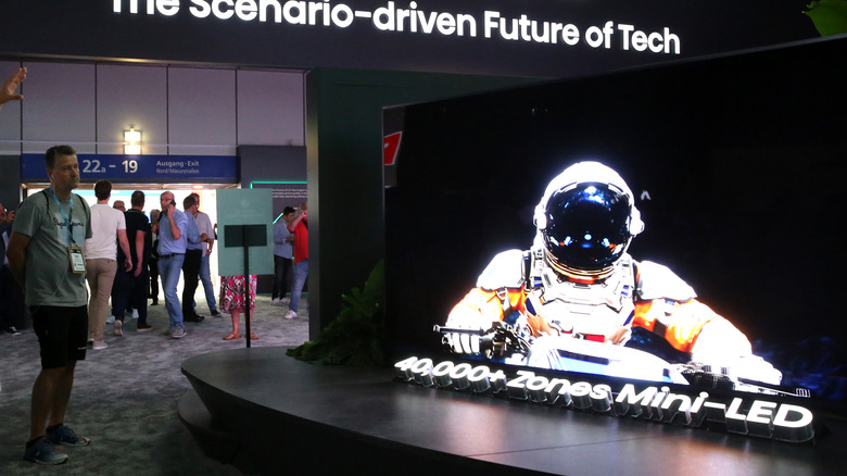 A Hisense 110UX Mini-LED television on display at the Internationale Funkausstellung Berlin (IFA) international trade fair