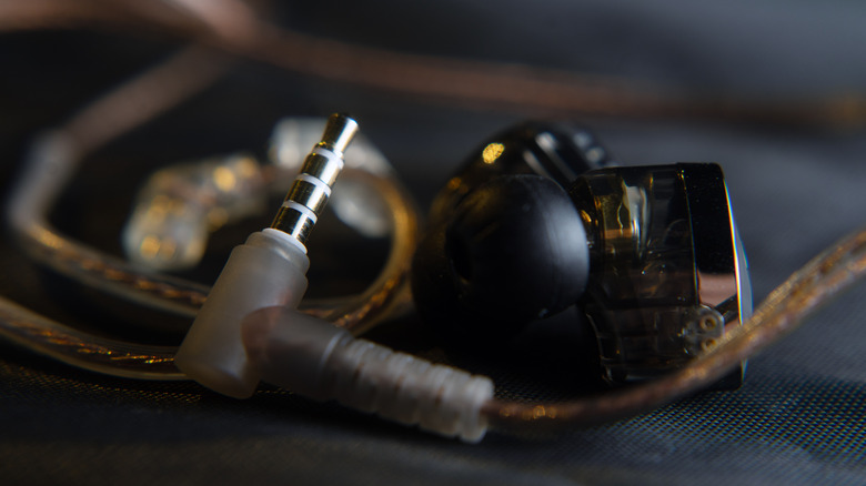 Close-up of a cable next to an IEM