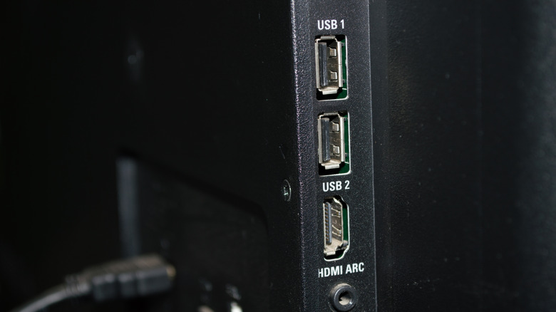 USB ports on the back of a TV