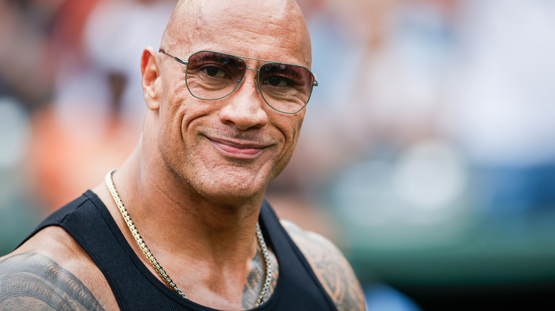 The Rock smirking