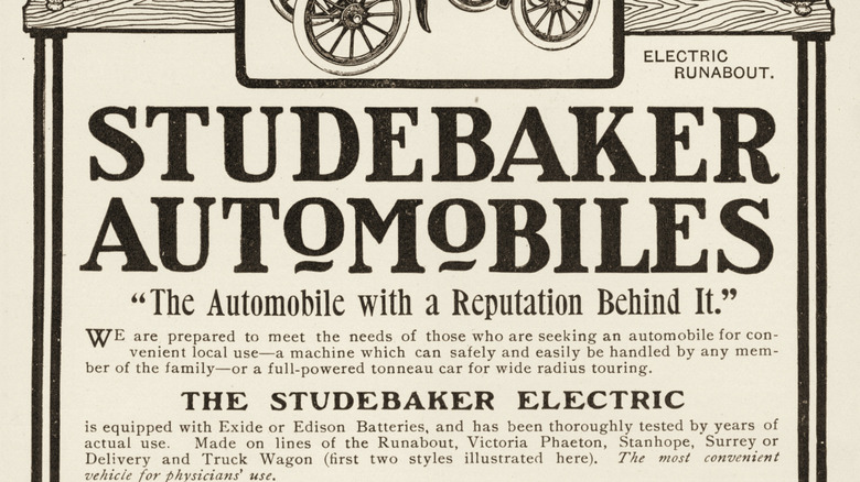 a flyer from Studebaker Automobiles talking about their electric vehicles