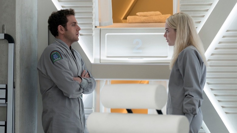 Owen Milgrim (Jonah Hill) talking to Annie Landsberg (Emma Stone) in Maniac