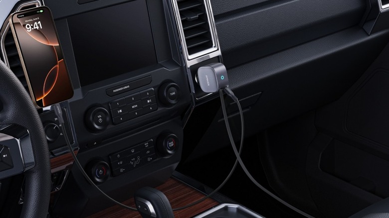 Anker A2738 Nano Car Charger connected to a car's 12V socket