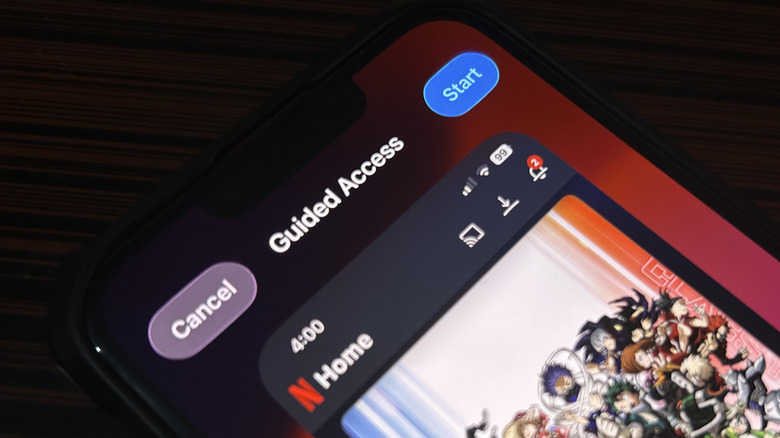 The top of the Guided Access menu on iPhone