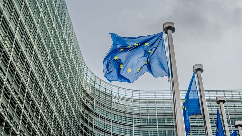European Union flags.