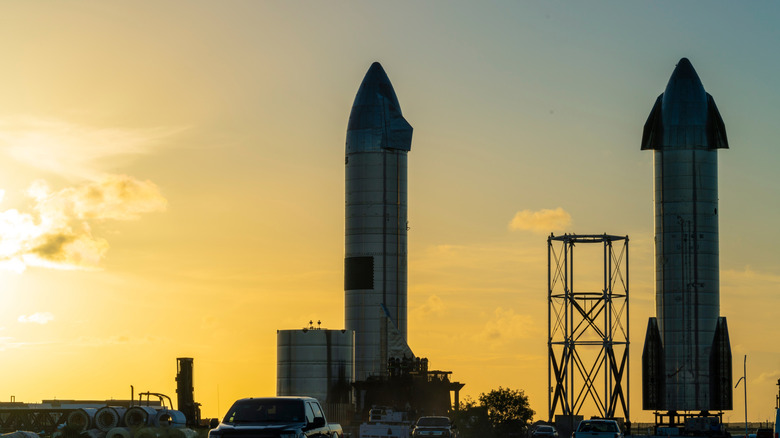 SpaceX's Starship test articles seen at the Boca Chica site.
