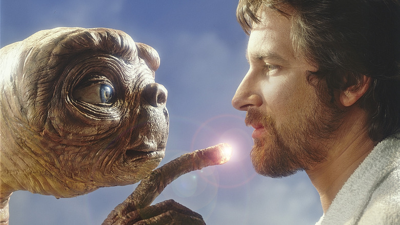 Spielberg and ET looking at each other