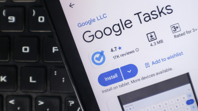 The Google Tasks page on the Google Play Store