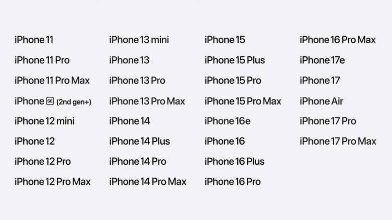 All the iPhone models that can support iOS 26 will also run iOS 27.