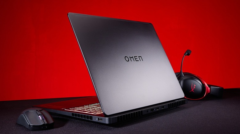 HP Omen with other HP accessories on the side.