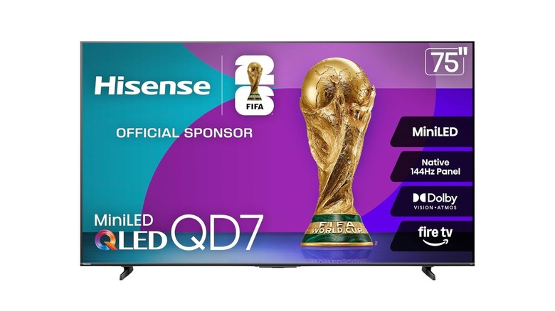 Hisense QD series tv 75 inch on a white background
